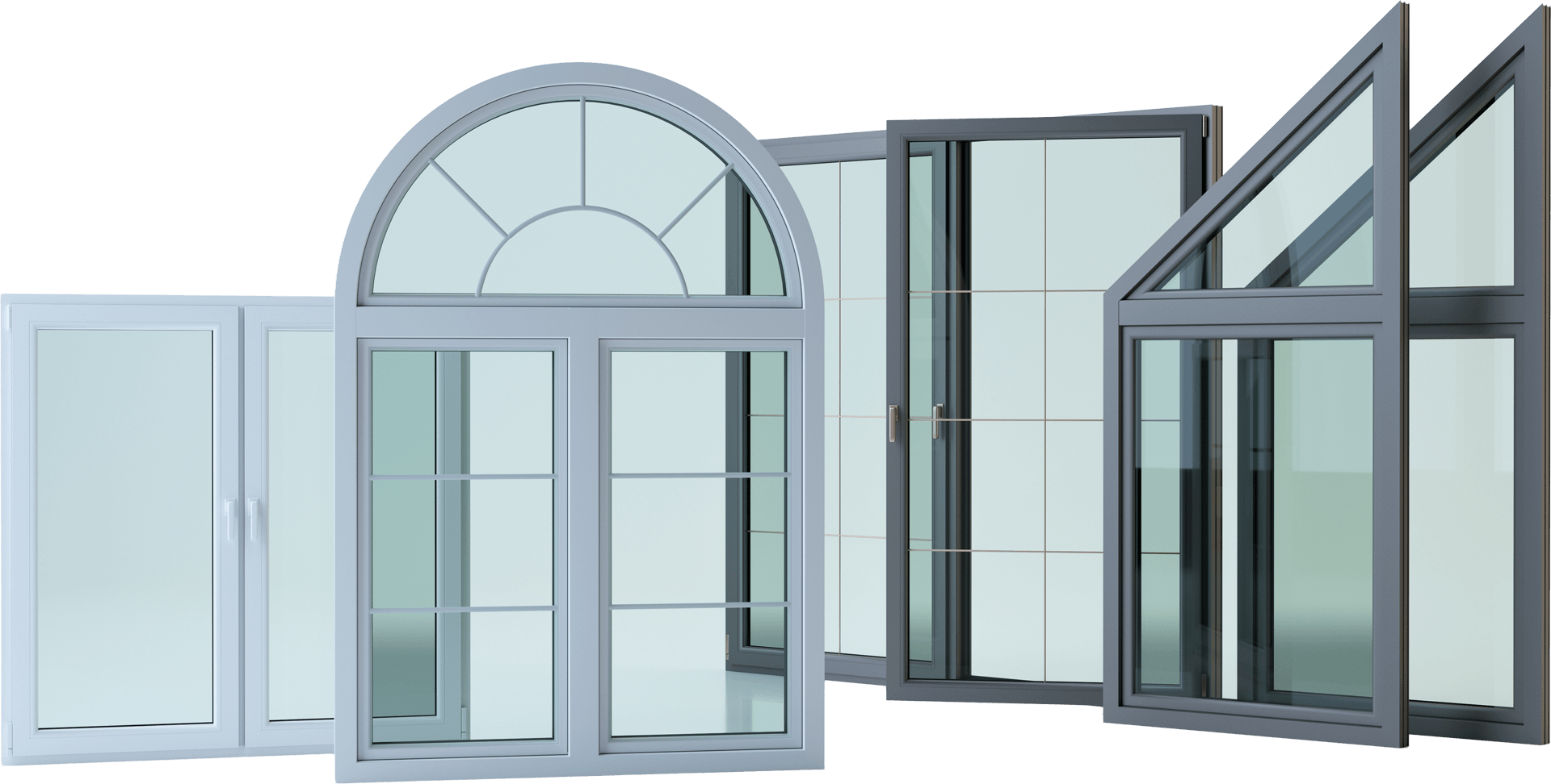 Window frames of all sizes isolated on a transparent background.